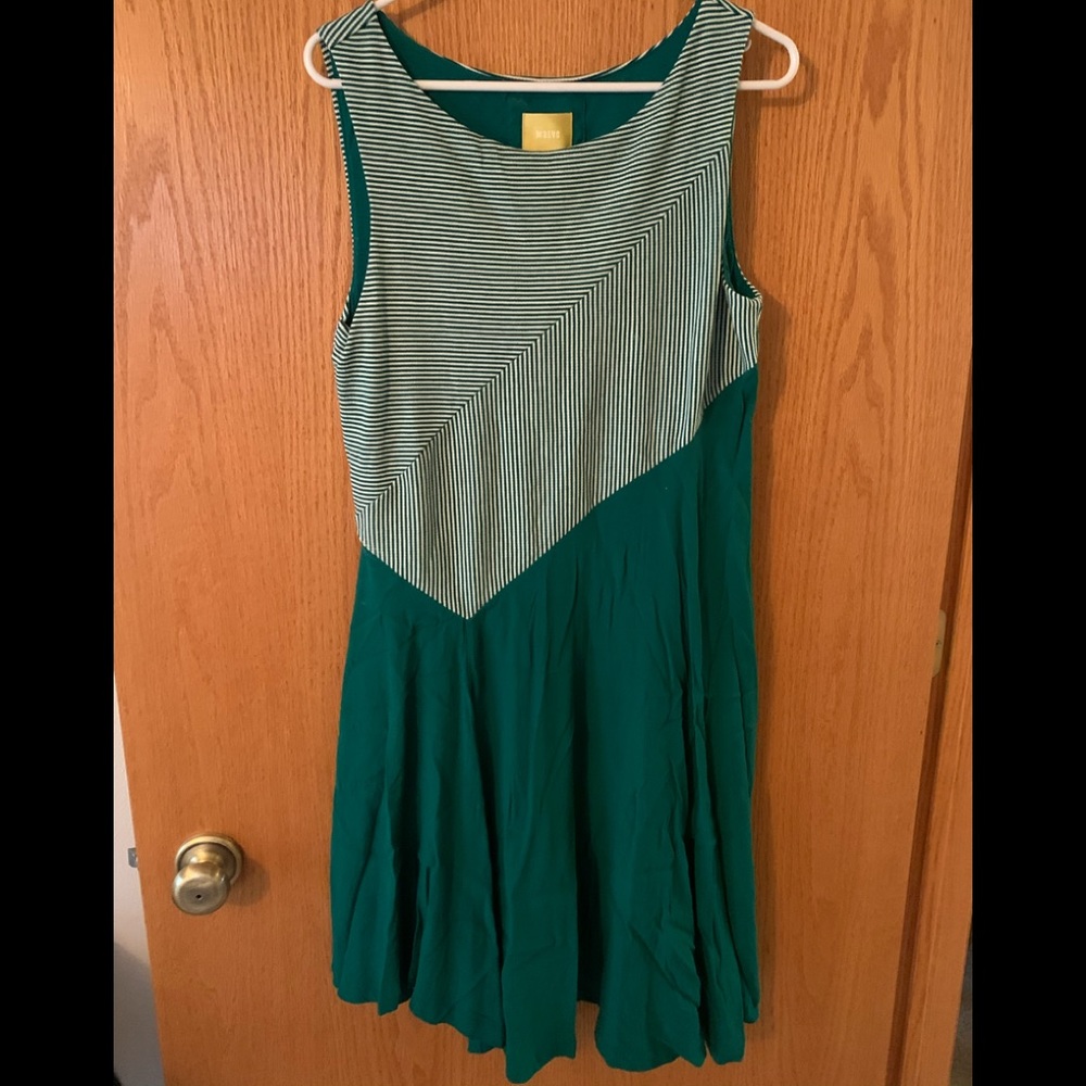 ANTHROPOLOGIE Maeve green striped dress size L